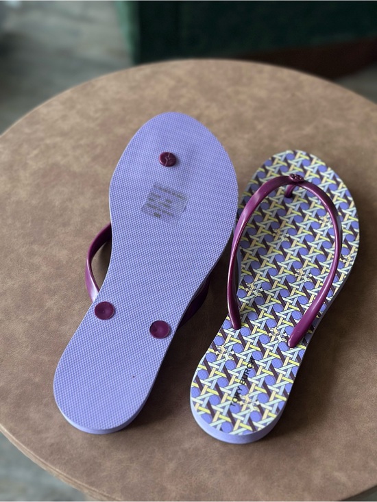 Tory Burch Shoes - Tory Burch Lavender Flip Flops with Plum Thong Straps